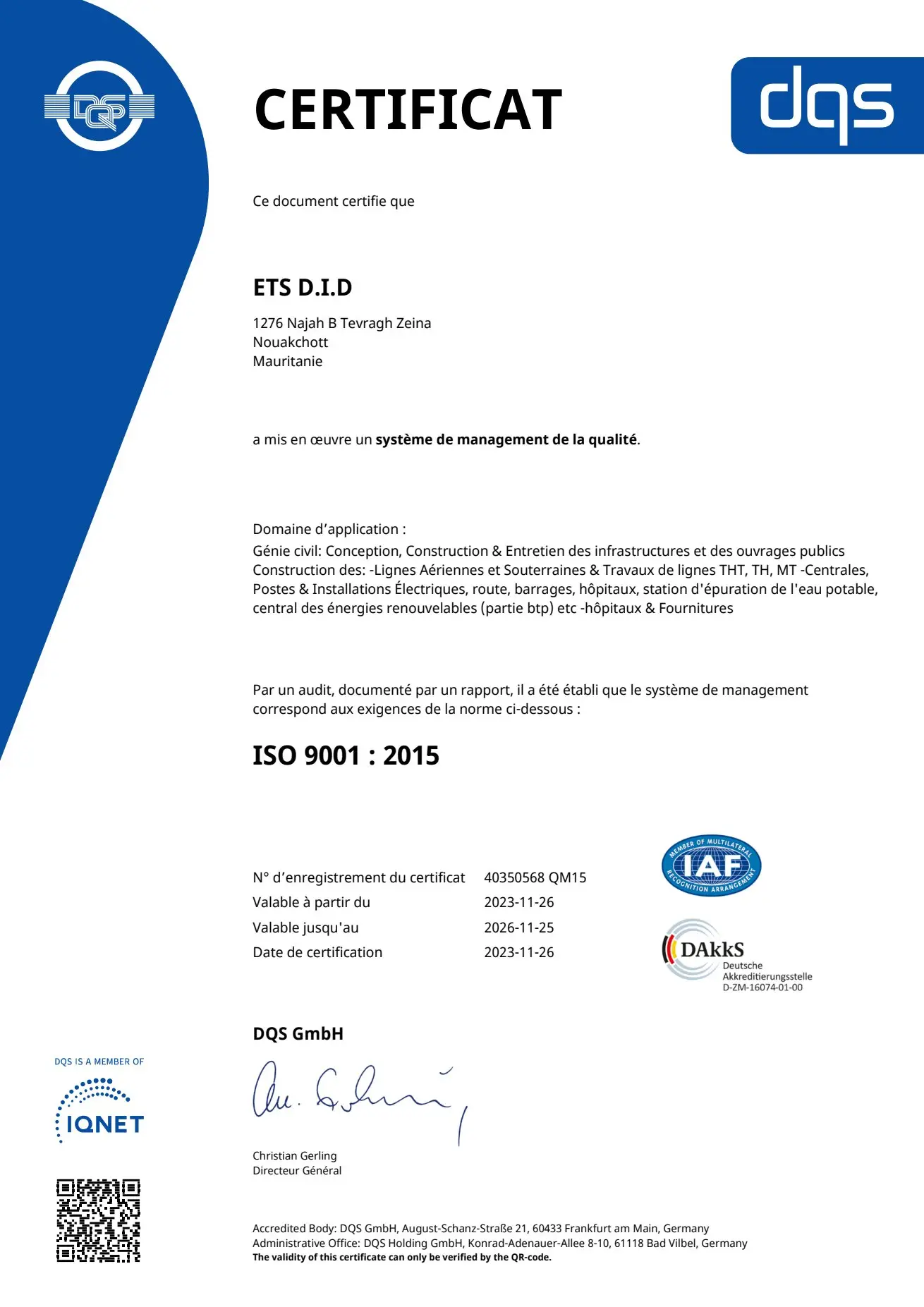 ISO 9001 : 2015 — D.I.D